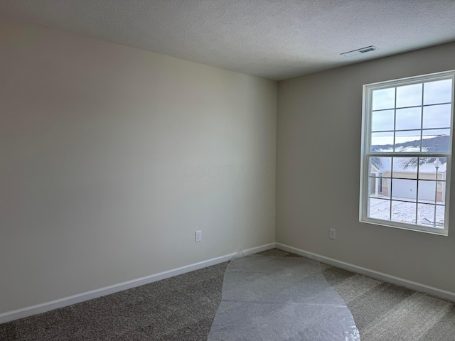 unfurnished room featuring carpet floors and a textured ceiling