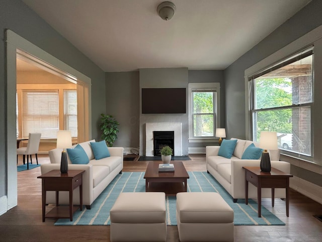 341 E 18th Ave, Columbus, OH 43201 - living area with a fireplace with flush hearth and wood finished floors