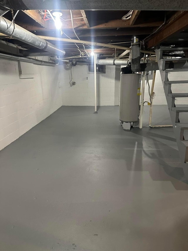 basement with water heater