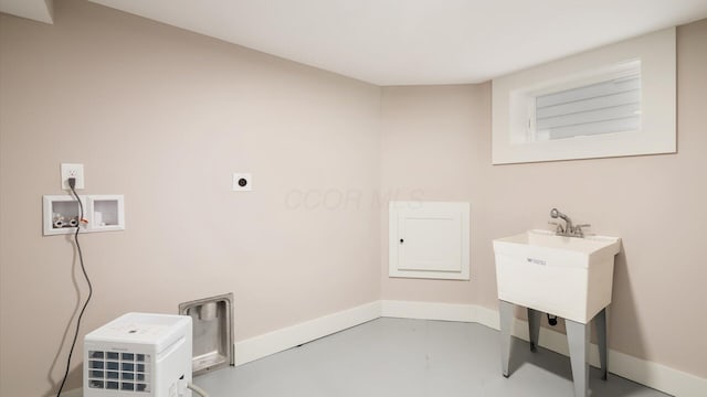 washroom featuring hookup for an electric dryer and hookup for a washing machine