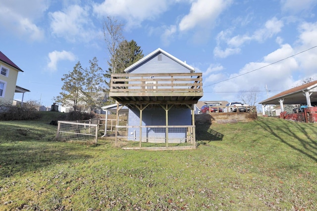 view of outbuilding with a lawn