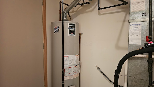 utility room with water heater