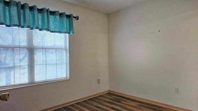 empty room with dark wood-type flooring