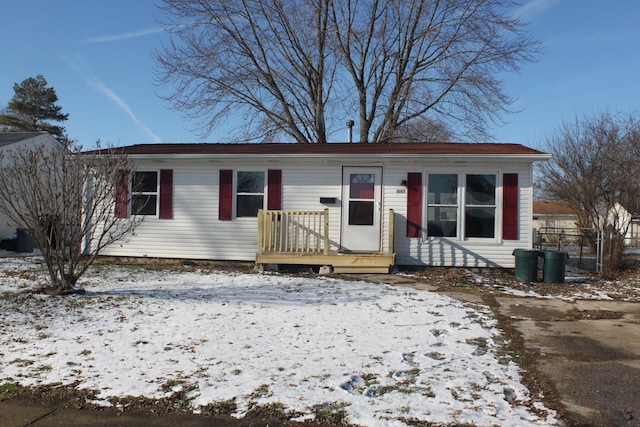 view of single story home