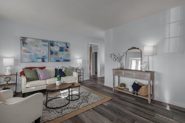 living room featuring dark hardwood / wood-style flooring