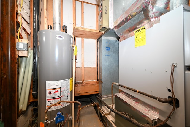 utilities featuring water heater and heating unit