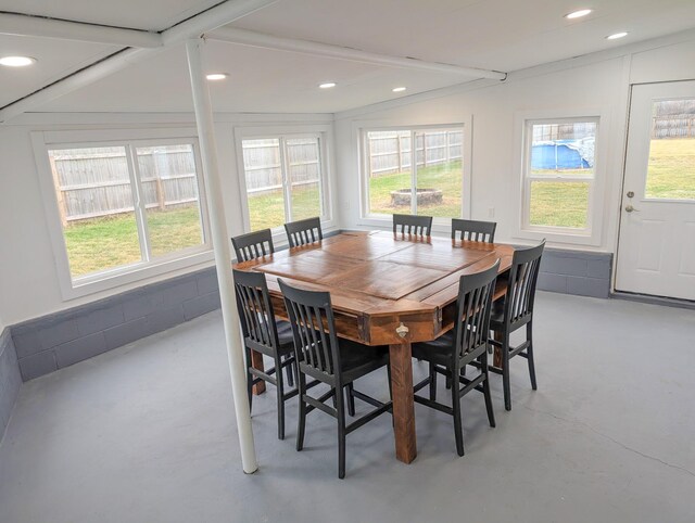 dining area featuring a wealth of natural light