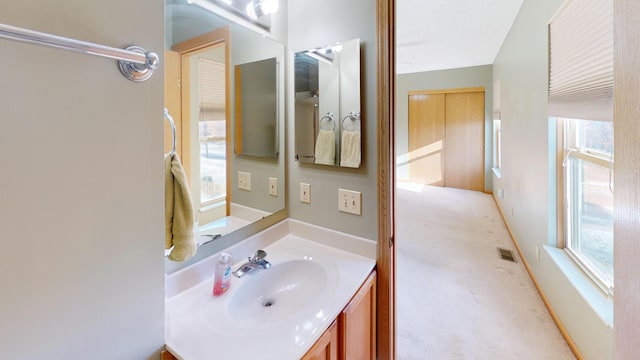 bathroom featuring vanity and a wealth of natural light