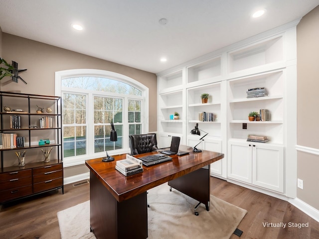 office space featuring hardwood / wood-style floors