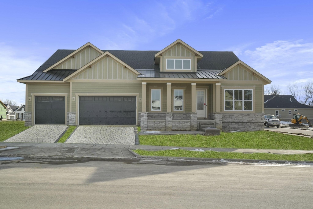 craftsman inspired home with covered porch