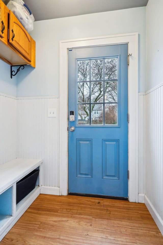 doorway featuring light hardwood / wood-style floors