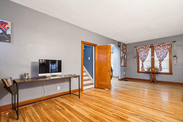 office featuring light hardwood / wood-style floors