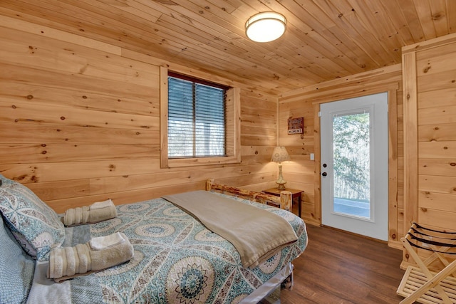 14485 Jack Run Rd, Rockbridge, OH 43149 - bedroom featuring wood finished floors, wooden ceiling, and wooden walls