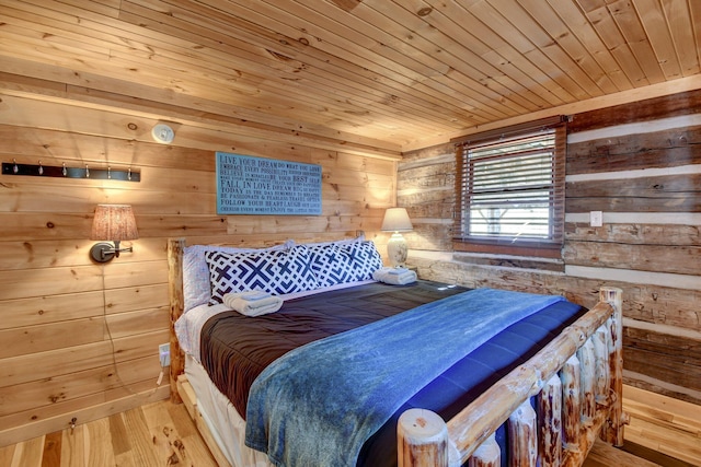 14485 Jack Run Rd, Rockbridge, OH 43149 - bedroom featuring wooden walls, wood ceiling, and wood finished floors