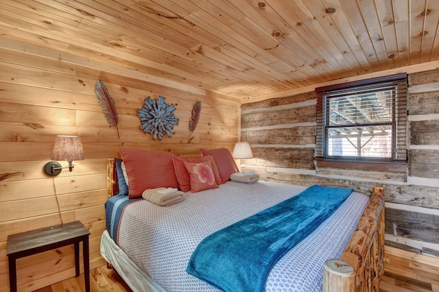 14485 Jack Run Rd, Rockbridge, OH 43149 - bedroom with wooden walls, wood ceiling, and wood finished floors