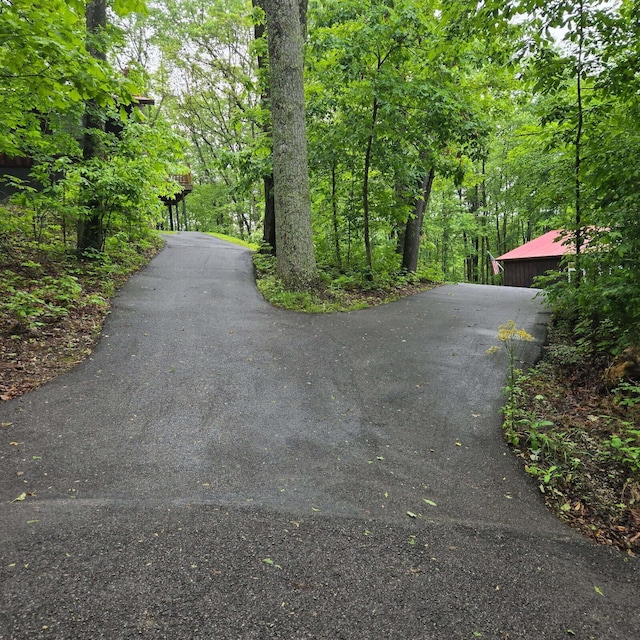 14485 Jack Run Rd, Rockbridge, OH 43149 - view of asphalt driveway with a wooded view