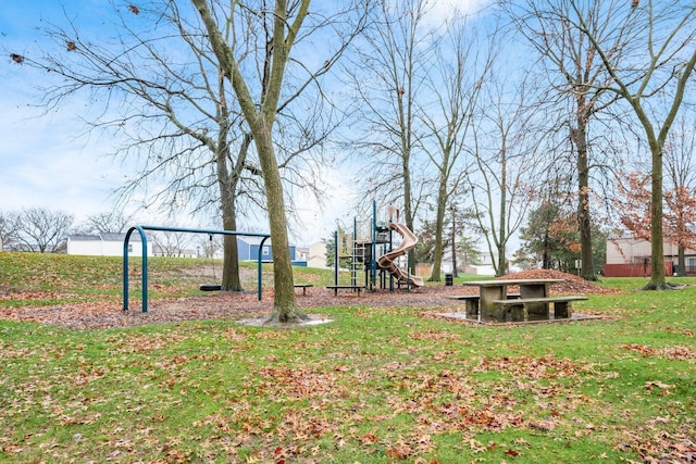 view of yard with a playground