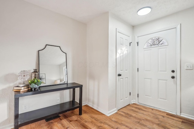 foyer featuring hardwood / wood-style floors, a textured ceiling, and a wealth of natural light