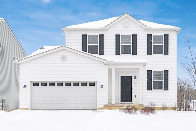 view of front facade featuring a garage