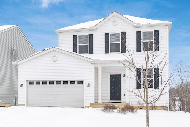 view of front facade featuring a garage