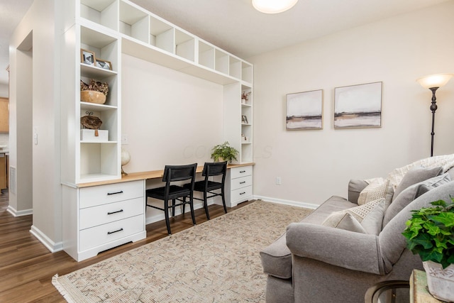 office featuring dark wood-type flooring