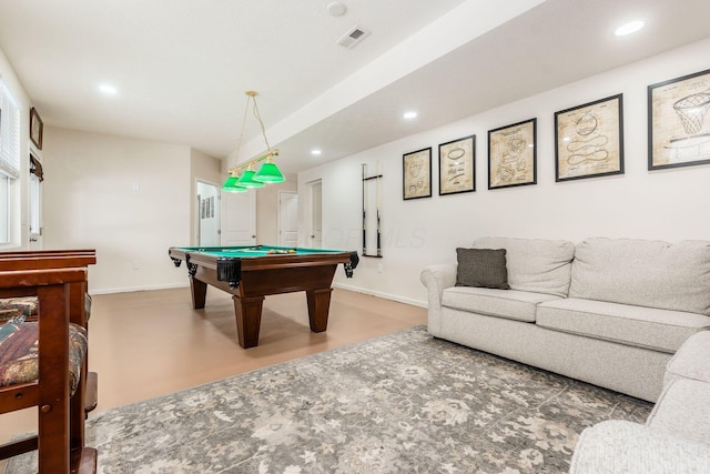 playroom with pool table