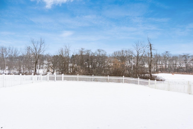 view of yard layered in snow