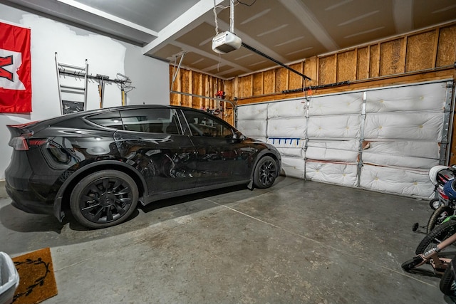 garage with a garage door opener