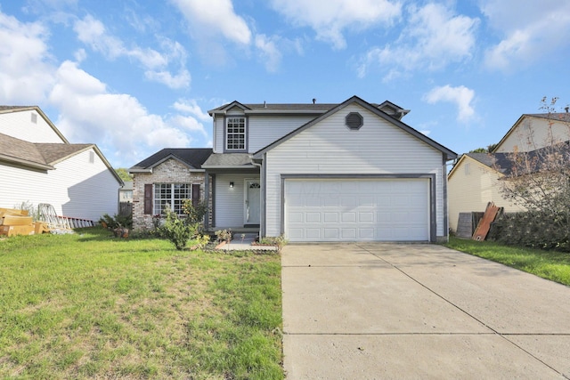 front of property featuring a garage and a front yard