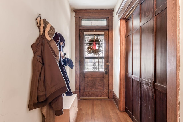 entryway with light hardwood / wood-style flooring