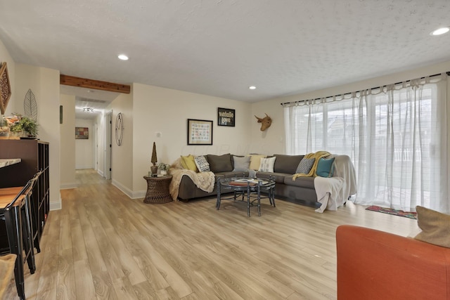 living room with light hardwood / wood-style flooring