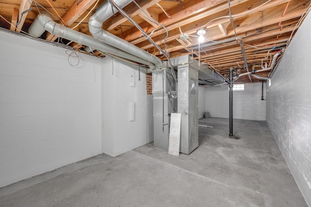 basement with heating unit