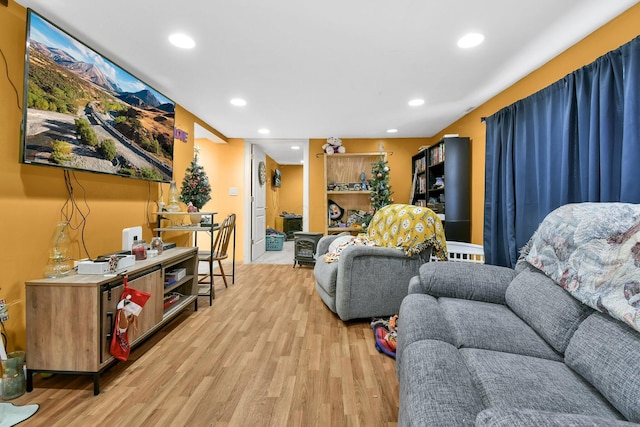 living room featuring light wood-type flooring