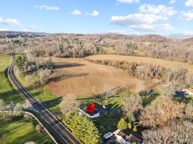 drone / aerial view with a rural view