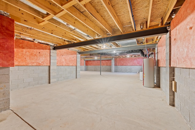 basement with water heater