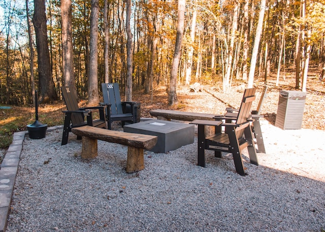 view of patio featuring a fire pit