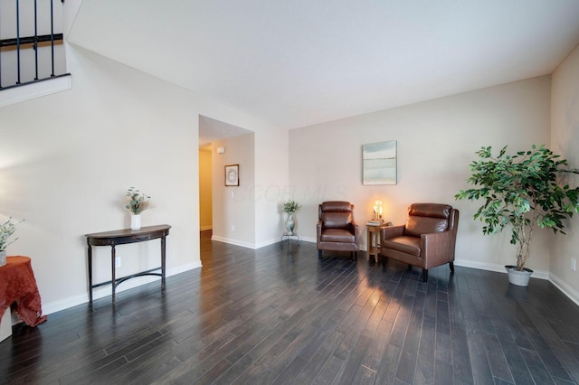 sitting room featuring dark hardwood / wood-style floors