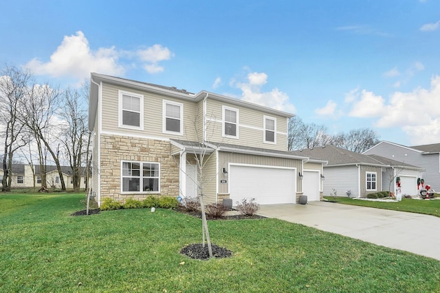 front of property featuring a garage and a front lawn