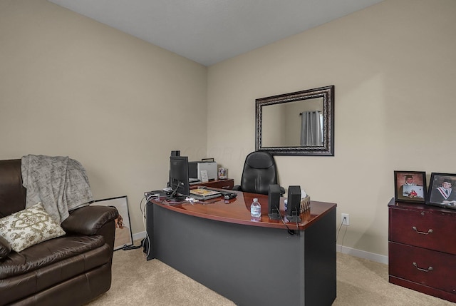 home office featuring light colored carpet