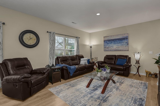 living room featuring light hardwood / wood-style flooring