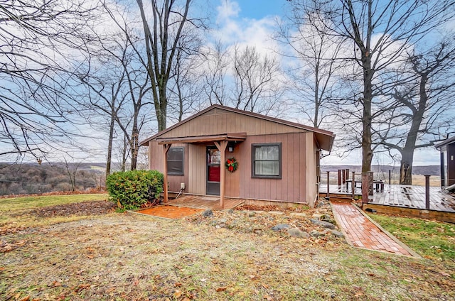 view of front of property with a deck