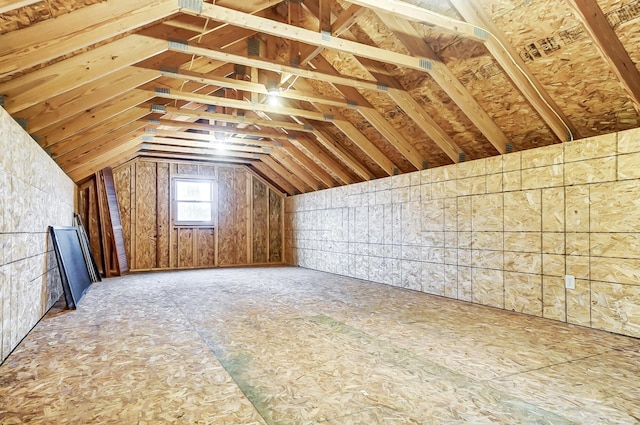 view of unfinished attic