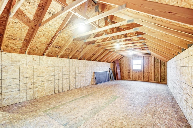 view of unfinished attic