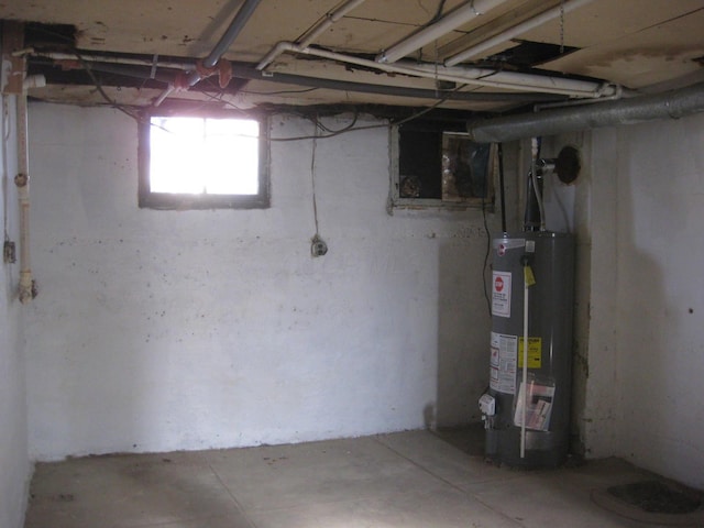 basement with water heater