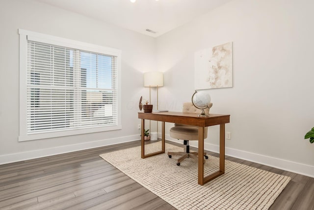 office featuring hardwood / wood-style floors