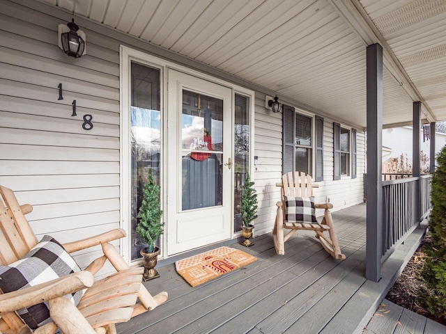 wooden deck with a porch