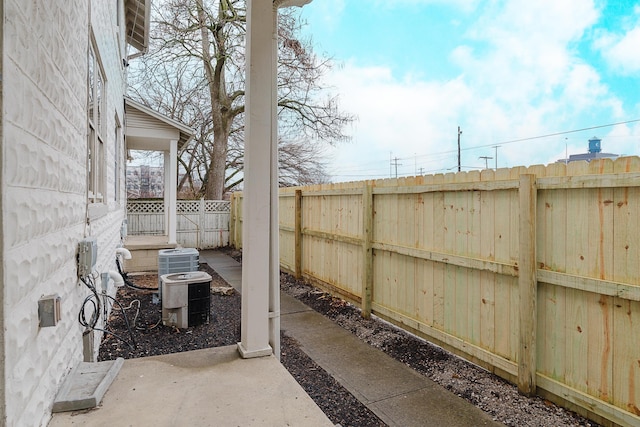 view of patio / terrace with central air condition unit