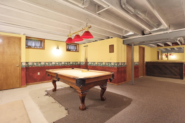 recreation room with billiards