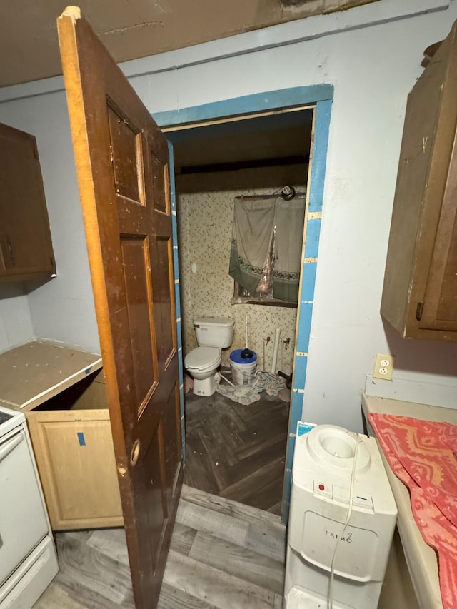 bathroom featuring wood-type flooring