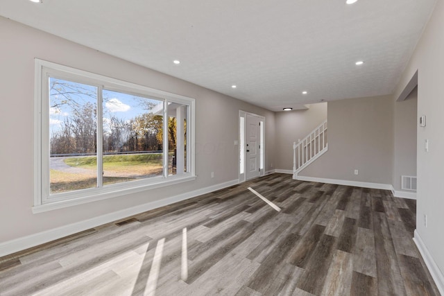 interior space with dark wood-type flooring